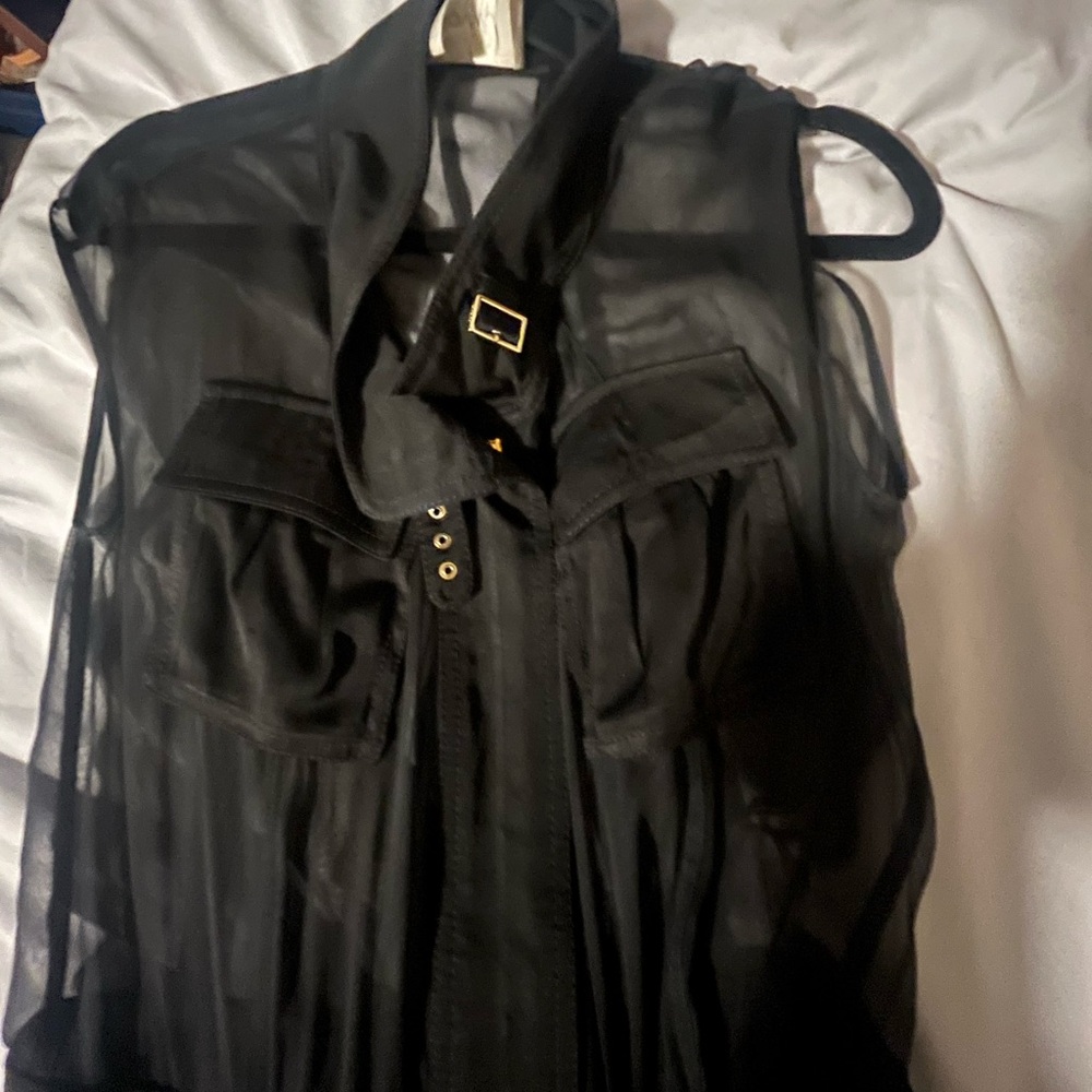 Jason Wu Black Sheer Utility Jumpsuit XS (US 2) Gold Zip Detail - Picture 8 of 16